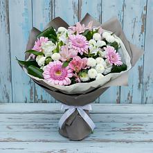 Букет цветов из:  Герберы, Альстромерии и Хризантемы в Демино