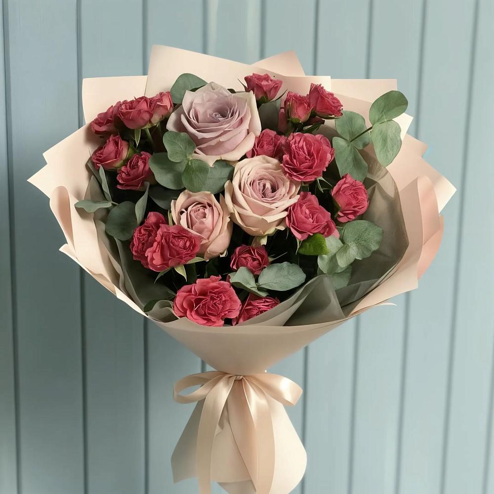Букет цветов из: Гвоздики и Розы в Демино