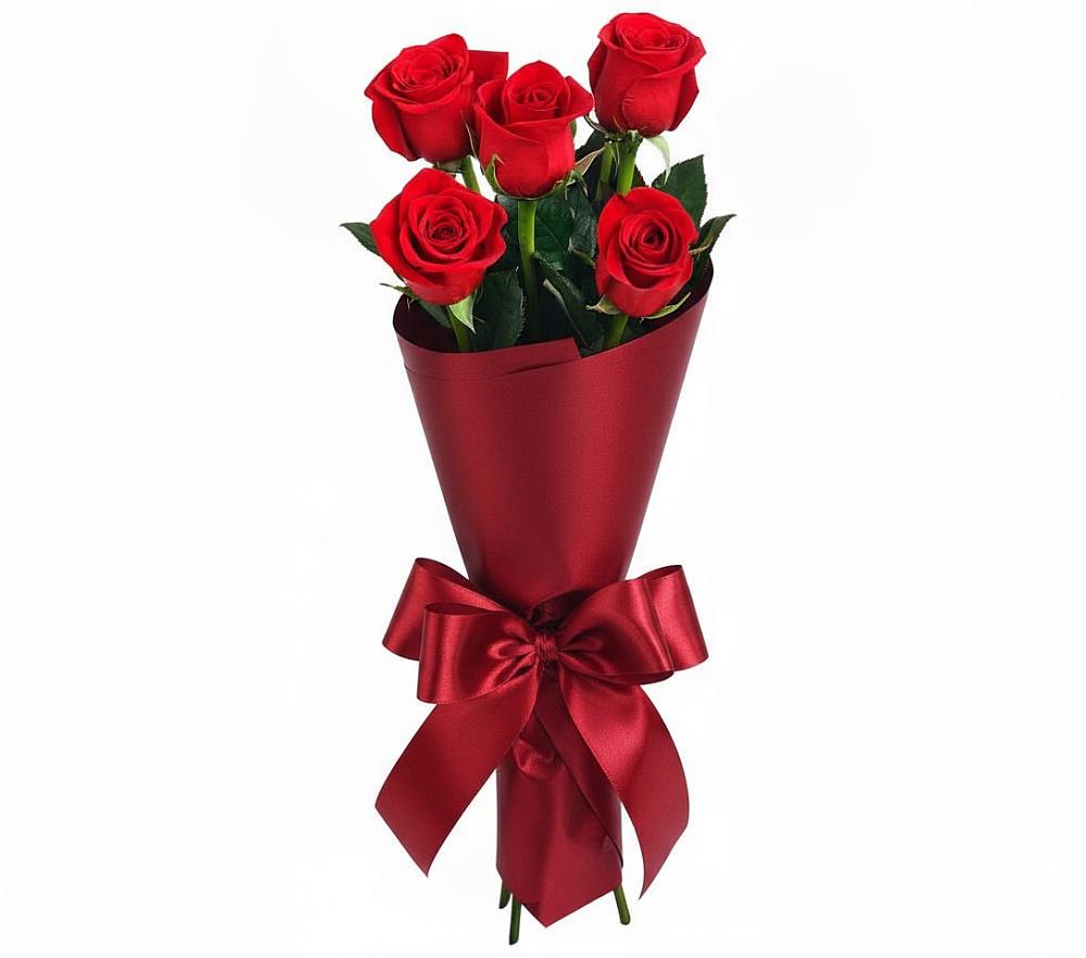 Букет 5 Красных роз Эдлесс Лав в Демино