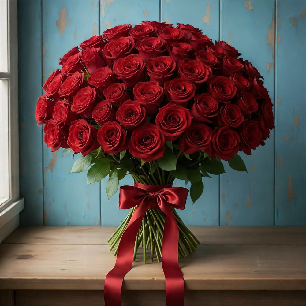 Букет Красные розы Блэк Меджик в Демино