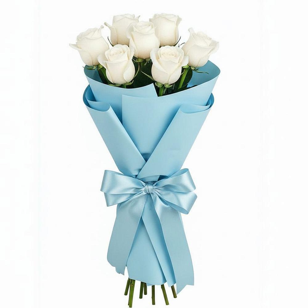 Букет 7 белых роз Проуд в Демино