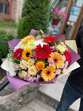 Букет цветов из:  Герберы, Ромашки, Хризантемы, Розы и Подсолнухи #REPLACE_PRED# Демино