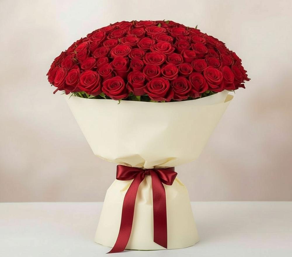 Букет 101 Красная роза Милано в Демино