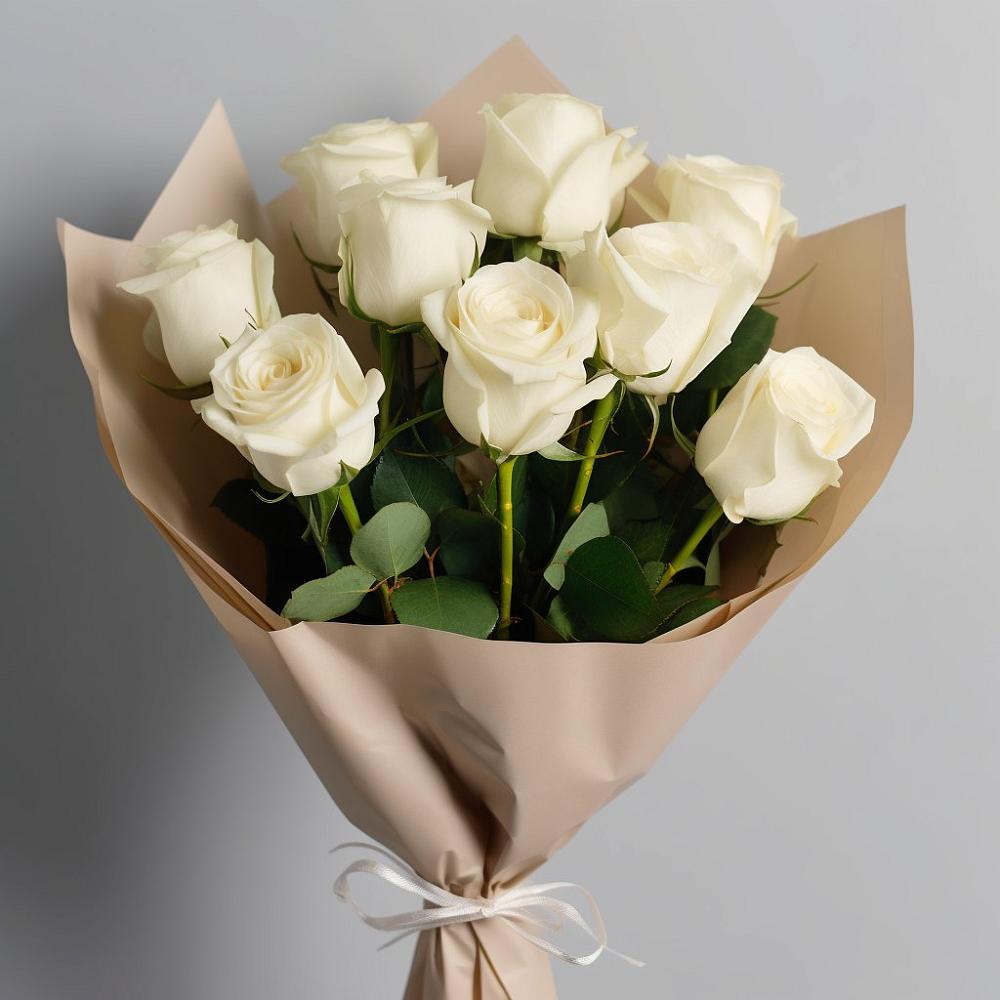 Букет 9 Белых роз Эдлесс Лав в Демино