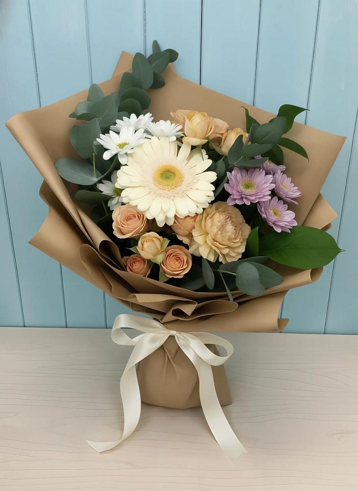 Букет цветов из: Герберы и Хризантемы в Демино