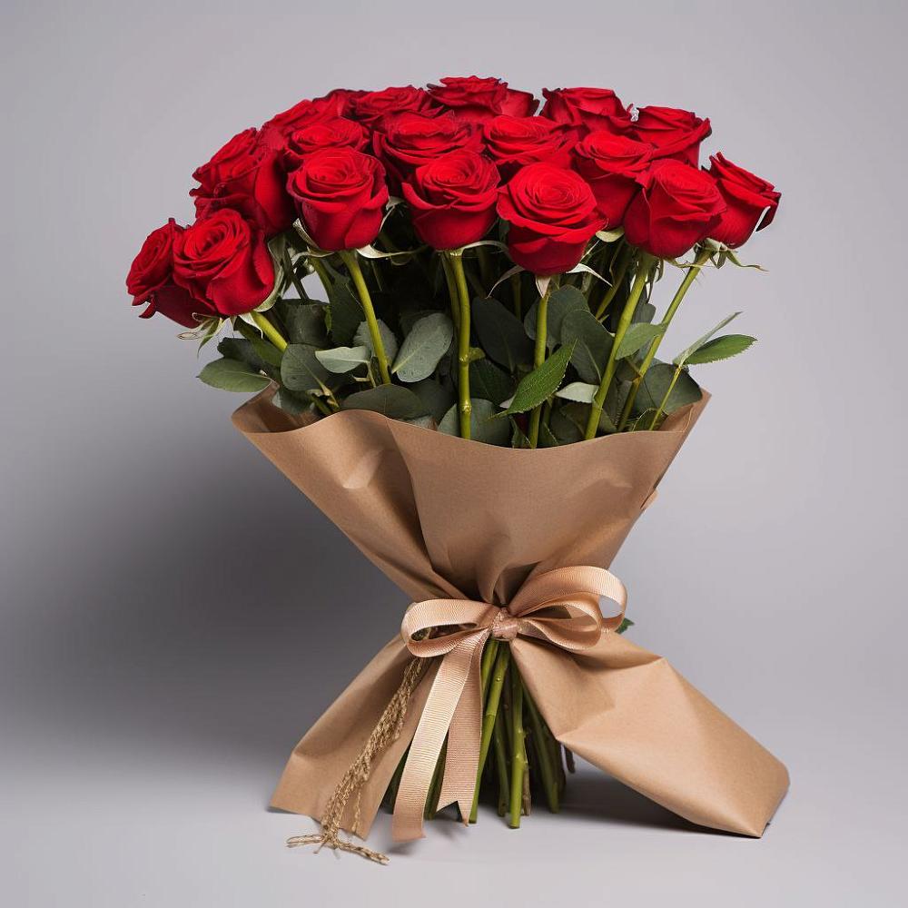 Букет 21 Красная роза Эдлесс Лав в Демино