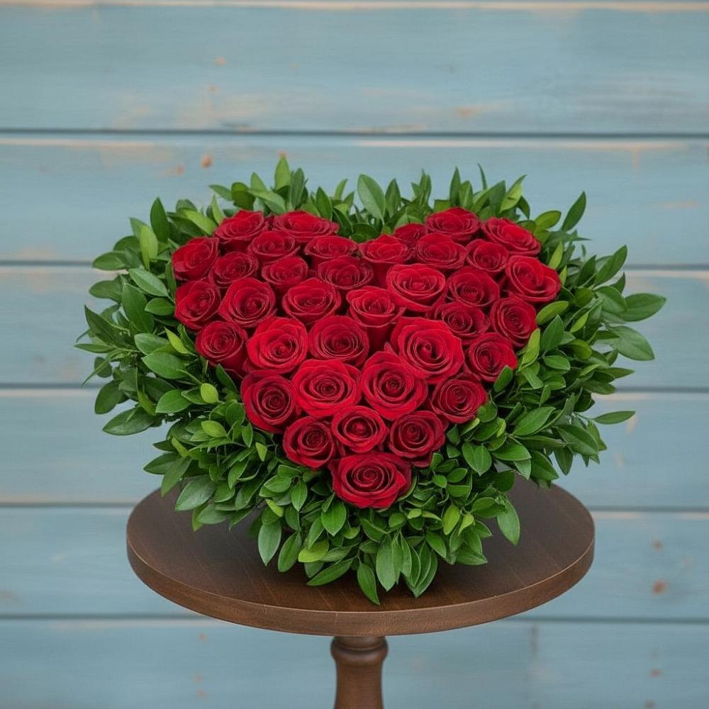 Цветочная композиция из Розы в виде сердца в Демино