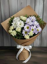 Букет цветов из:  Хризантемы и Розы в Демино