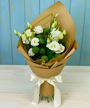 Букет цветов из:  Хризантемы и Лизиантусы #REPLACE_PRED# Демино