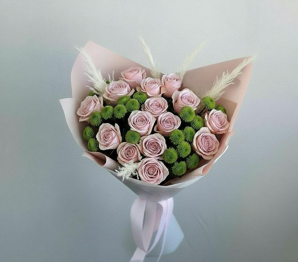 Букет цветов из: Розы и Хризантемы в Демино