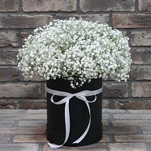 Цветочная композиция из Гипсофила в шляпной коробке в Демино