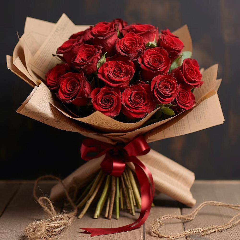 Букет 17 Красных роз Эдлесс Лав в Демино