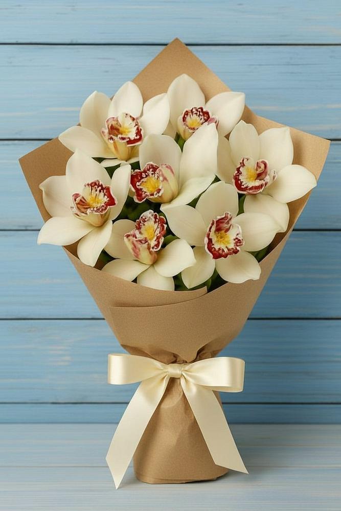 Букет цветов из: Орхидеи и Розы в Демино